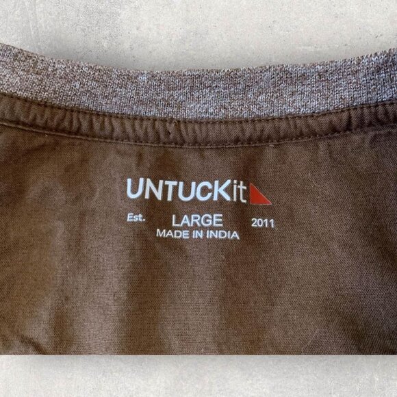 Untuckit Sweatshirt Men’s Size Large Tan Henley Casual Pullover - Picture 2 of 6
